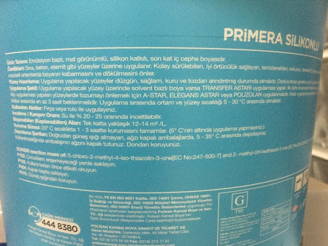 POLİSAN Primera Silikonlu Mat Iç Cephe Boyası 2,5 Litre