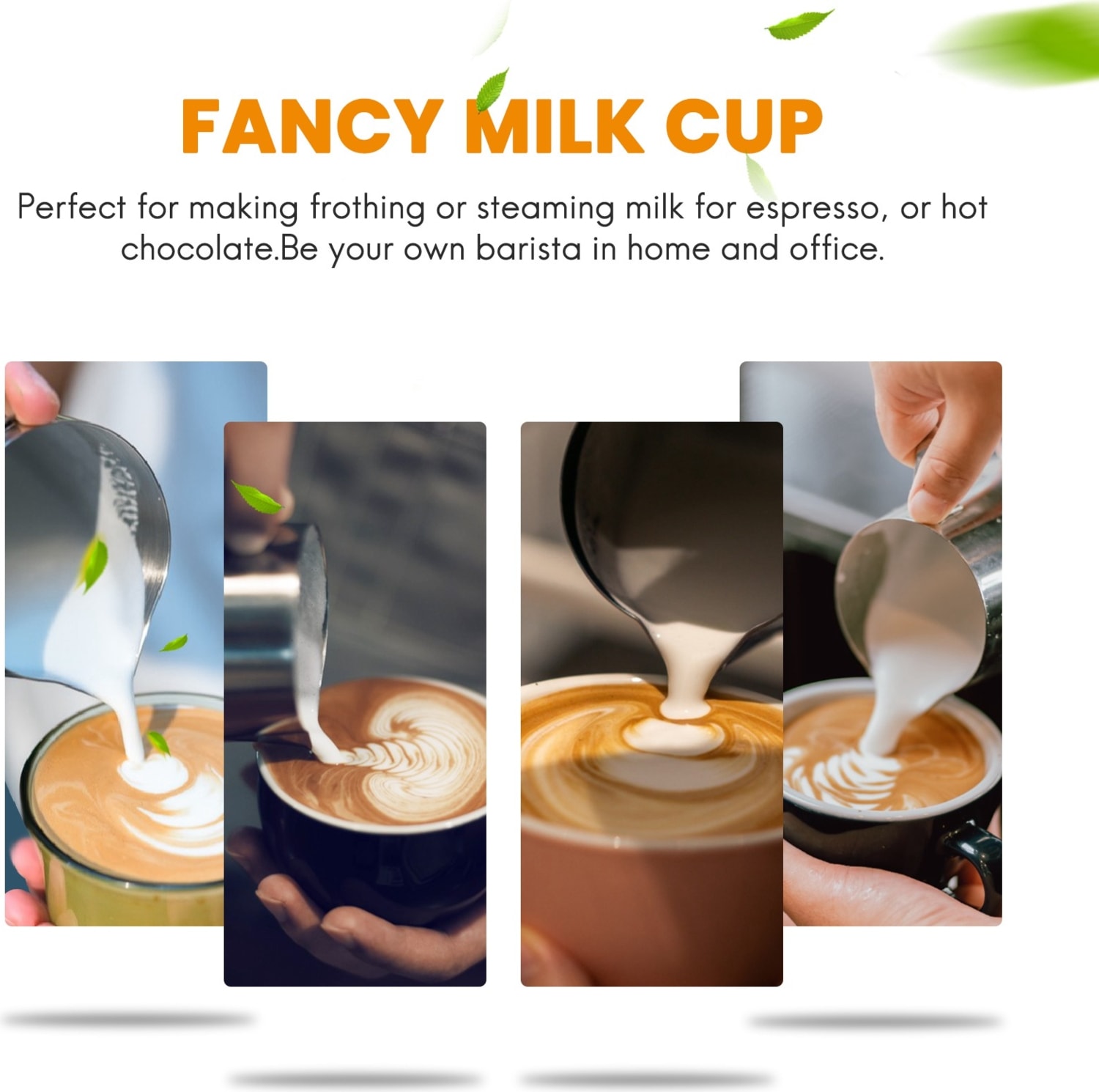 Süt Köpürtme Sürahi 350ML (12OZ)BUHAR Sürahi Paslanmaz Çelik Süt Kahve Cappuccino Latte Art Barista Sürahi Süt Sürahi Sürahi Fincan ve Dekorasyon Kalemi (Yurt Dışından)