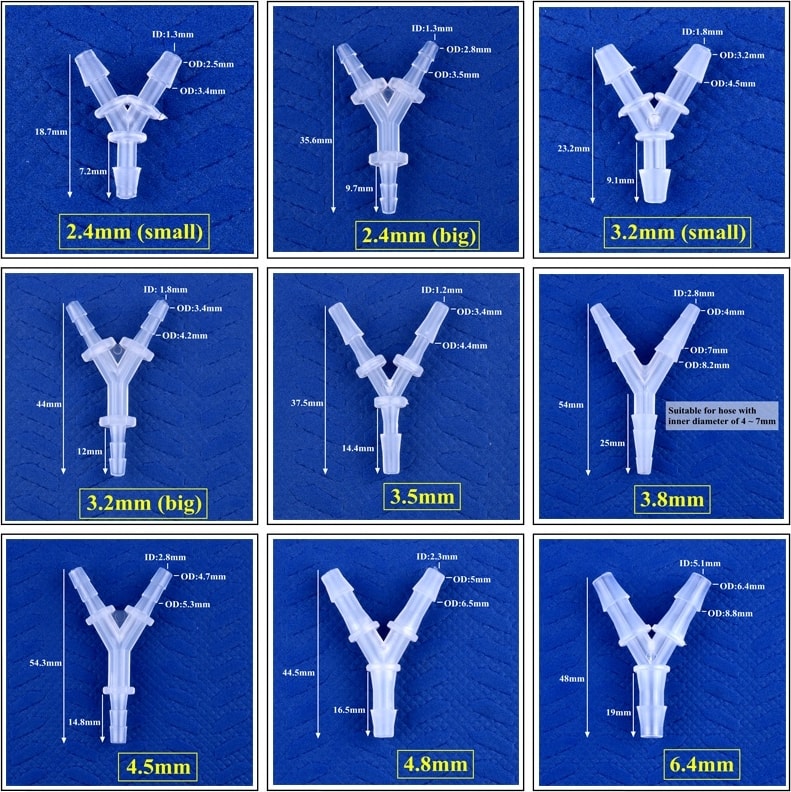 Adet 2.4 ~ 12.7mm Pp Y Tarzı Tee Konnektörleri Akvaryum Tankı Hava Pompası Havalandırıcı Hortum Bağlantısı Sulama Sistemi Su Boru Tesisat (Yurt Dışından)