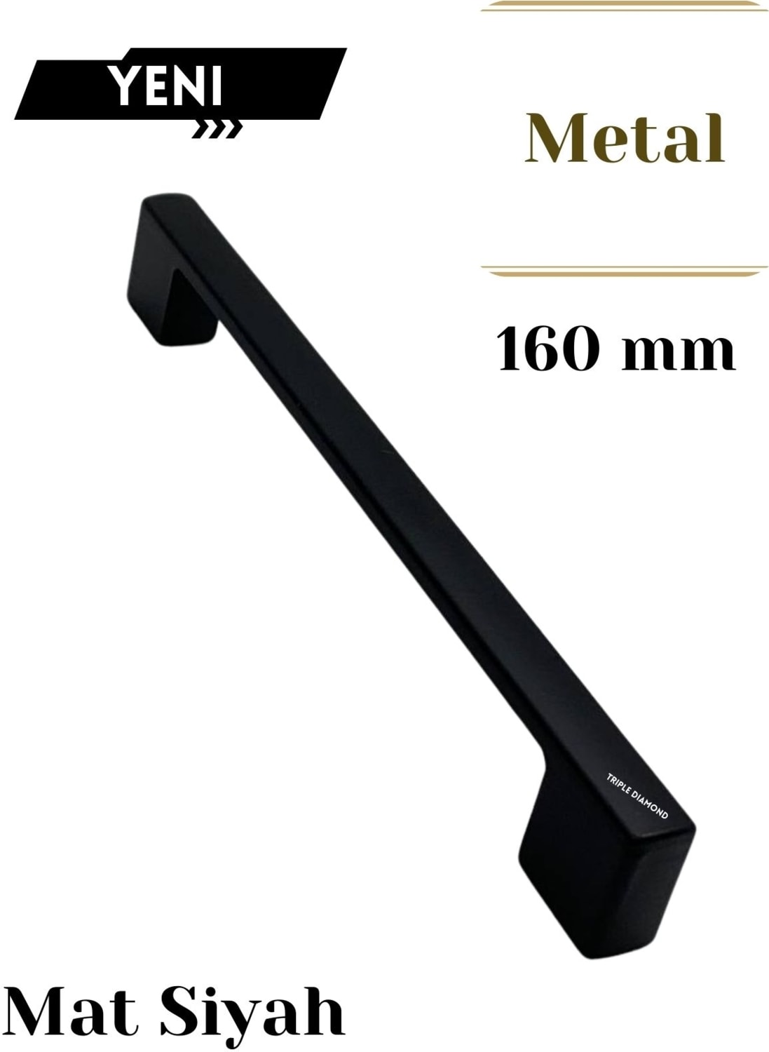 160 mm Metal Siyah Çekmece Kulpları Dolap Mutfak Mobilya Kulpu 1 Adet ( 16 cm ) = 160MM