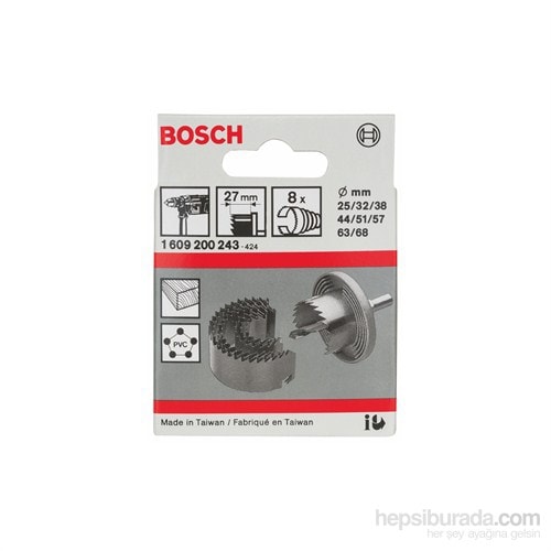 BOSCH - 8 Parçalı Çoklu Delik Açma Testeresi Seti - 25: 32: 38: 44: 51: 57: 63: 68 Mm