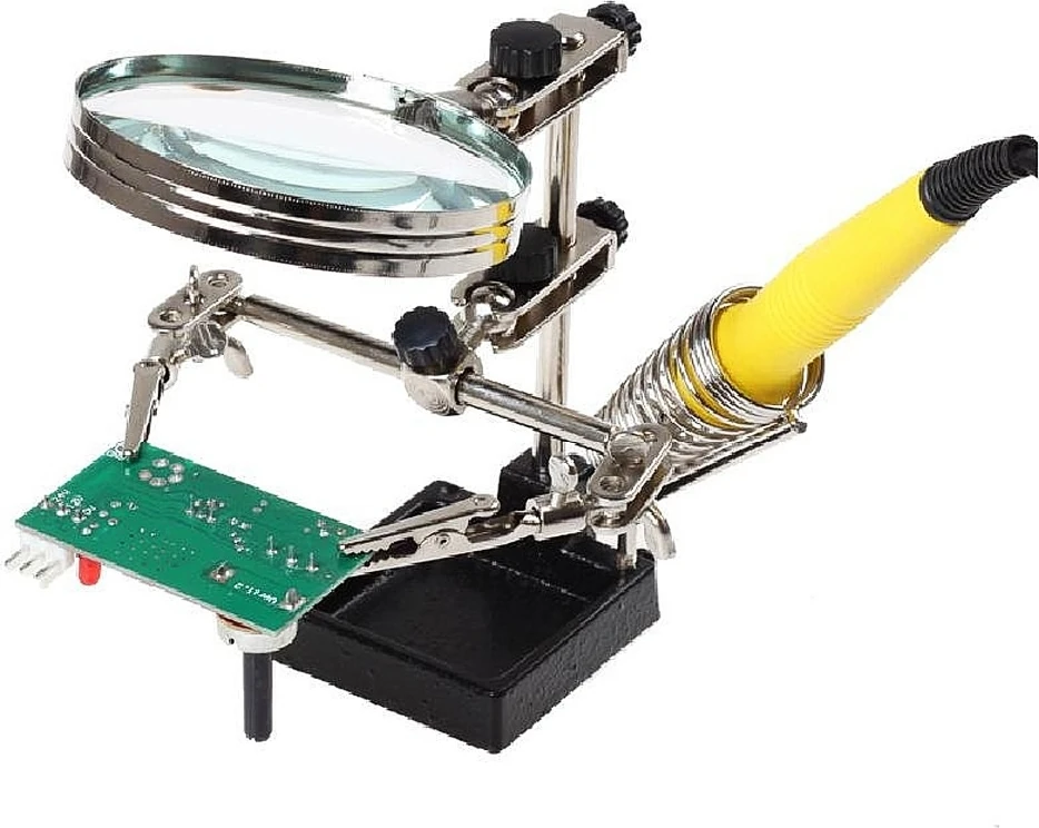 Çok Fonksiyonlu Lehim Tamir Standı 9cm Büyüteç JM508