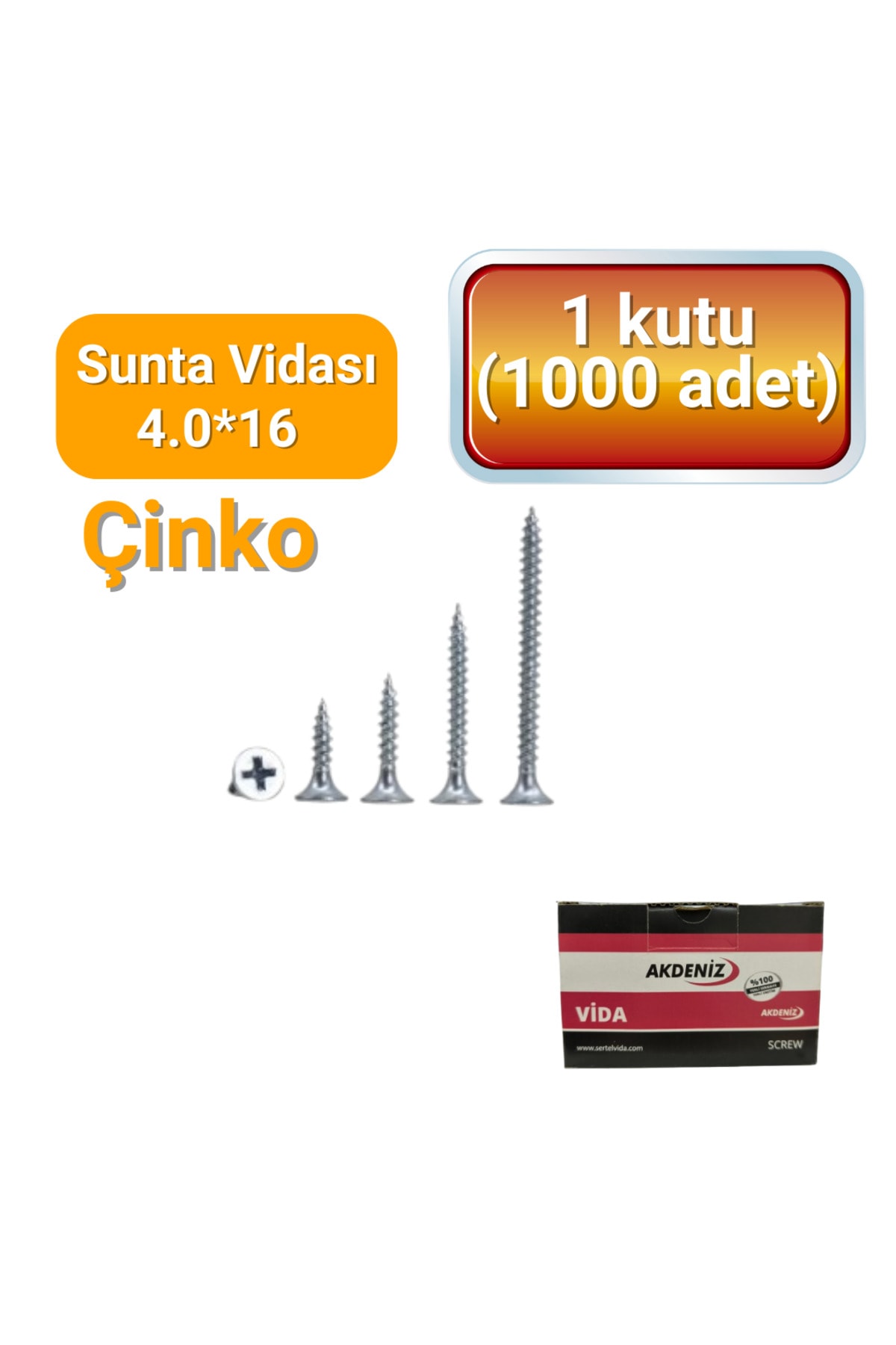 Sunta Vidası 4x16mm 1 kutu (1000 Adet)