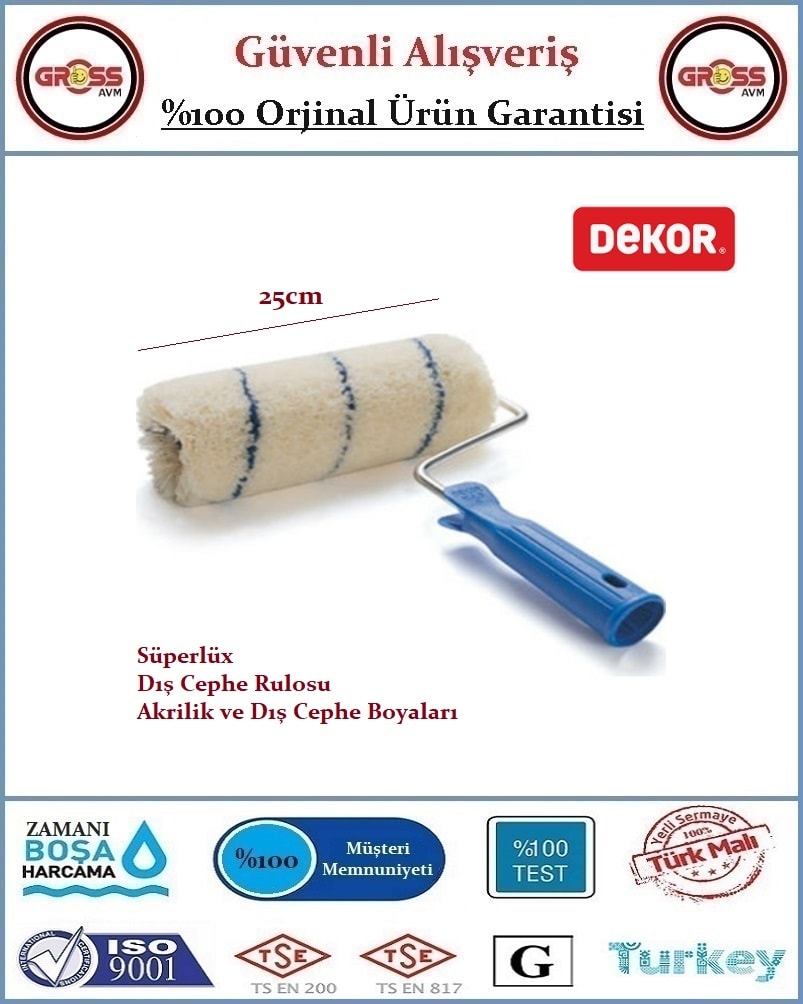 DEKOR Süperlüx Dış Cephe Boya Rulosu - 25CM