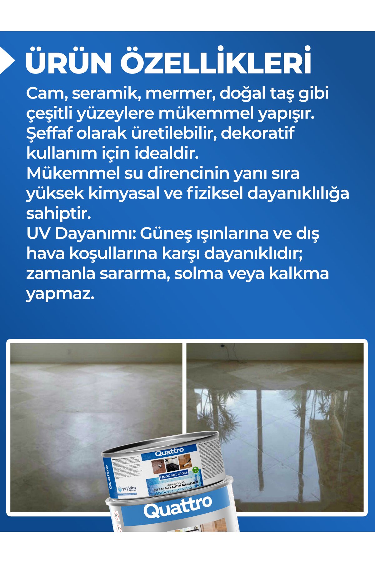 Quattro Quacoat Glass Şeffaf Cam Su Yalıtım Malzemesi