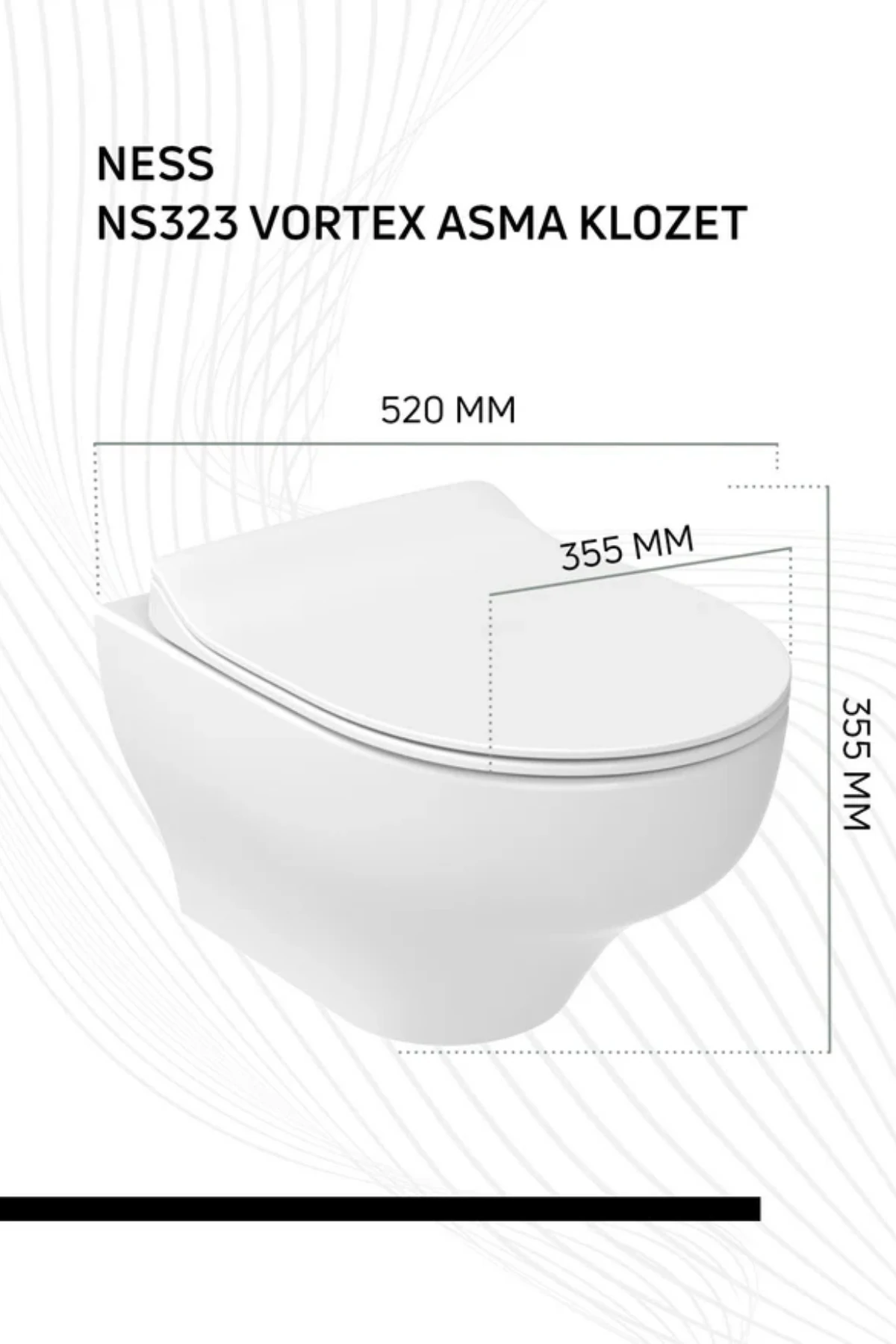 NS323 Ness Vortex Asma Klozet Beyaz Kapak Dahil