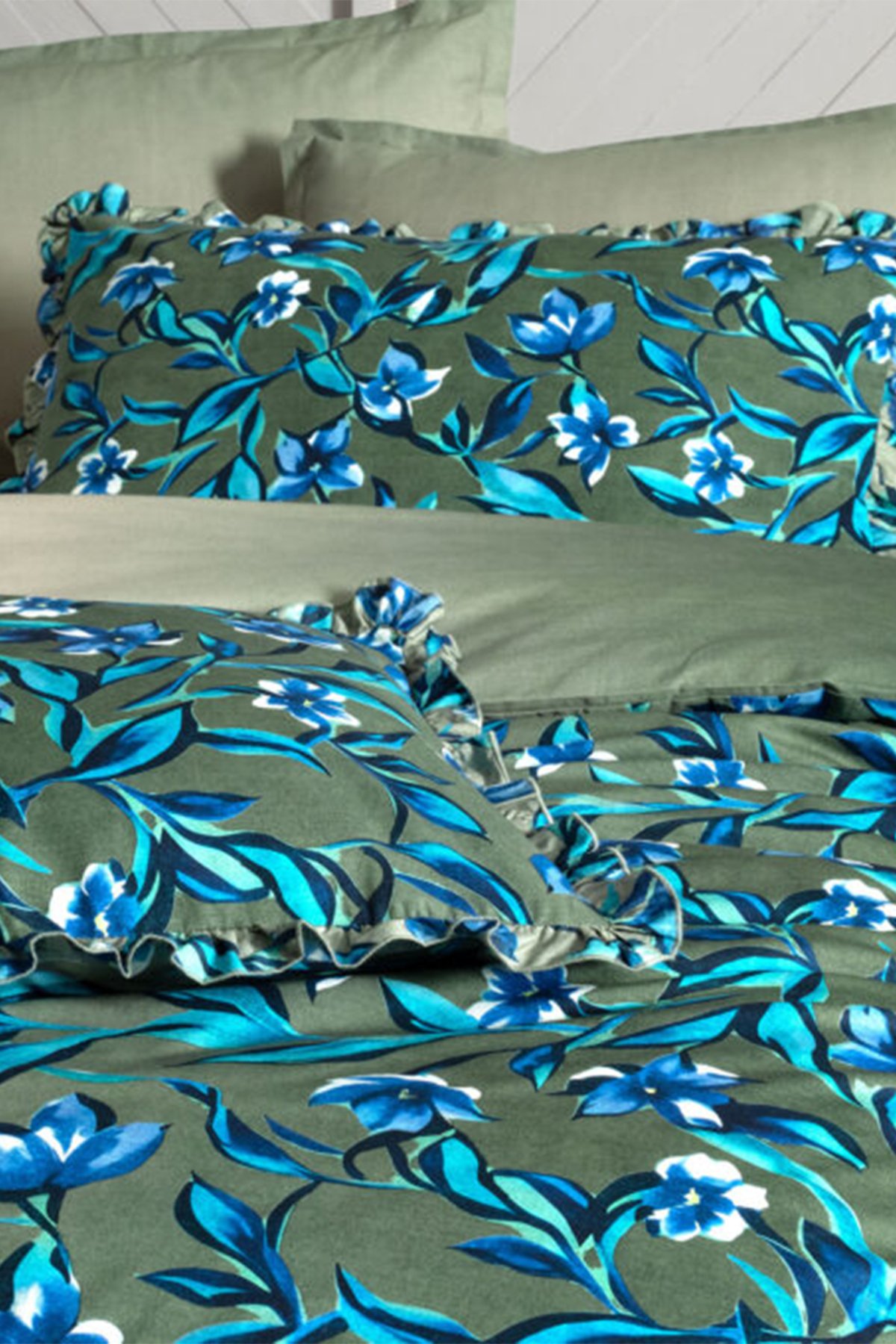 Ayder Yeşil %100 Pamuk Fancy Poplin Çift Kişilik Nevresim Takımı