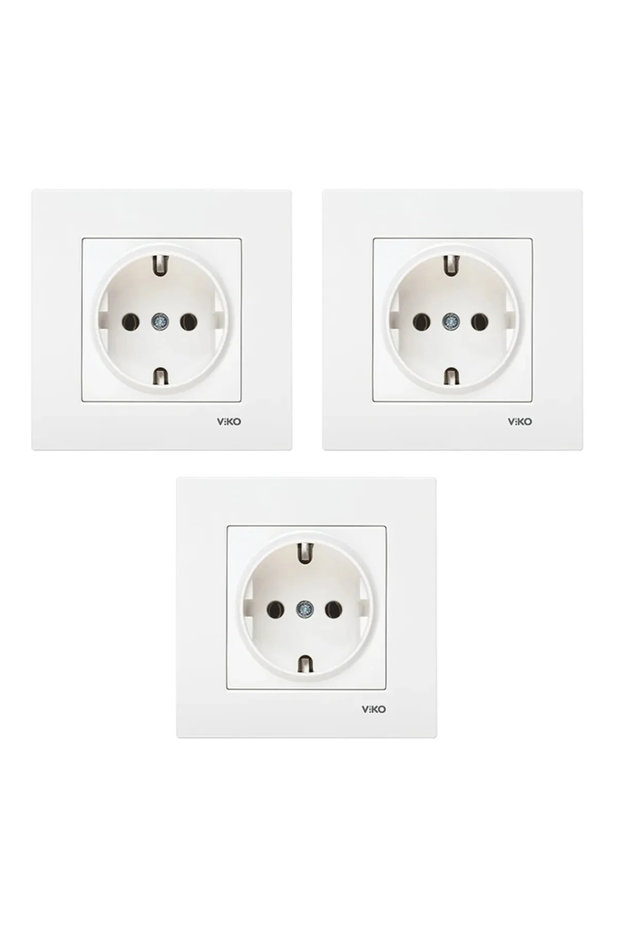 Karre Beyaz Topraklı Priz Çerçeveli 3 ADET
