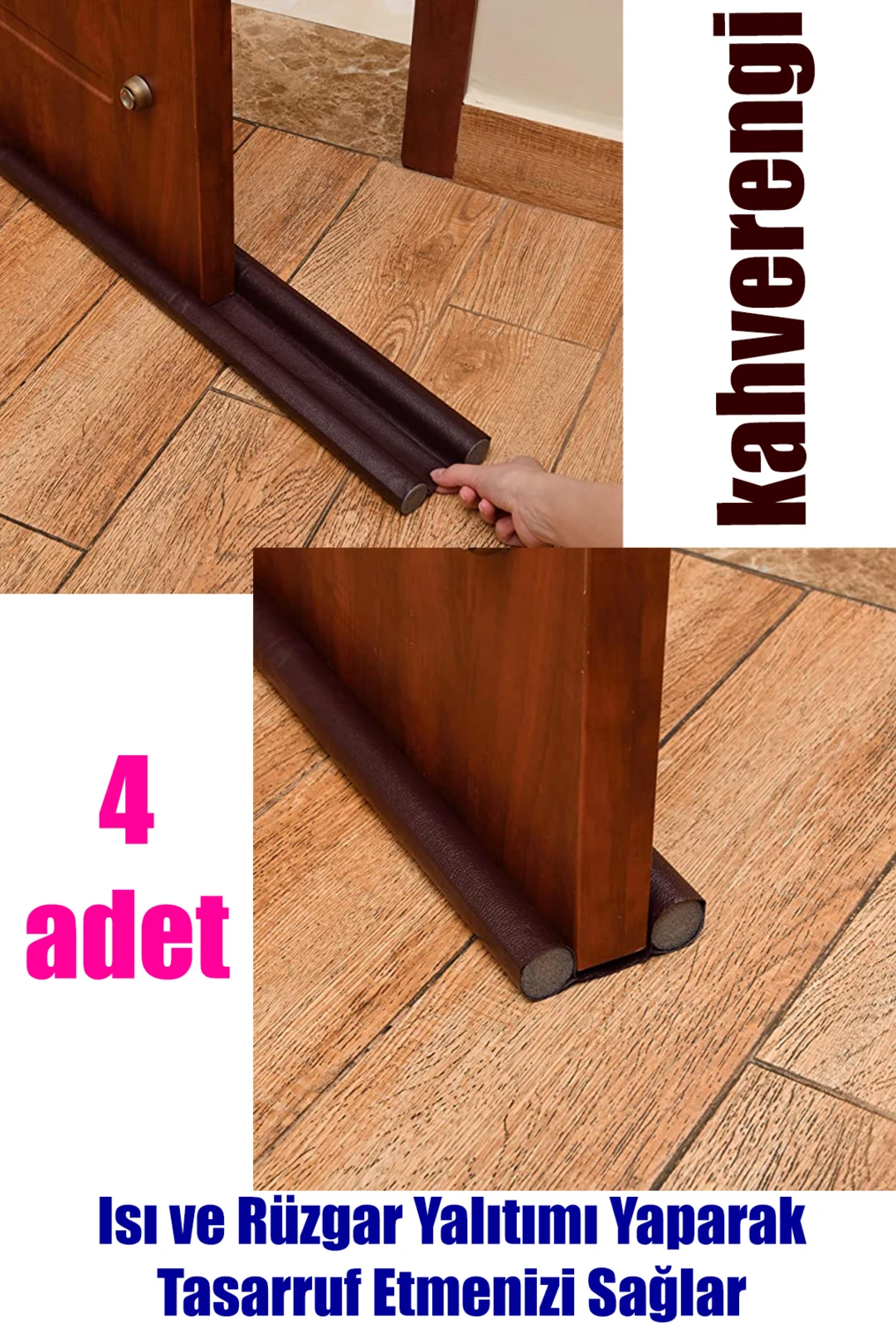 Ankaflex 4 Adet Çift Taraflı Kapı Altı Rüzgar Soğuk ve Haşere Önleyici Isı Yalıtım Süngeri