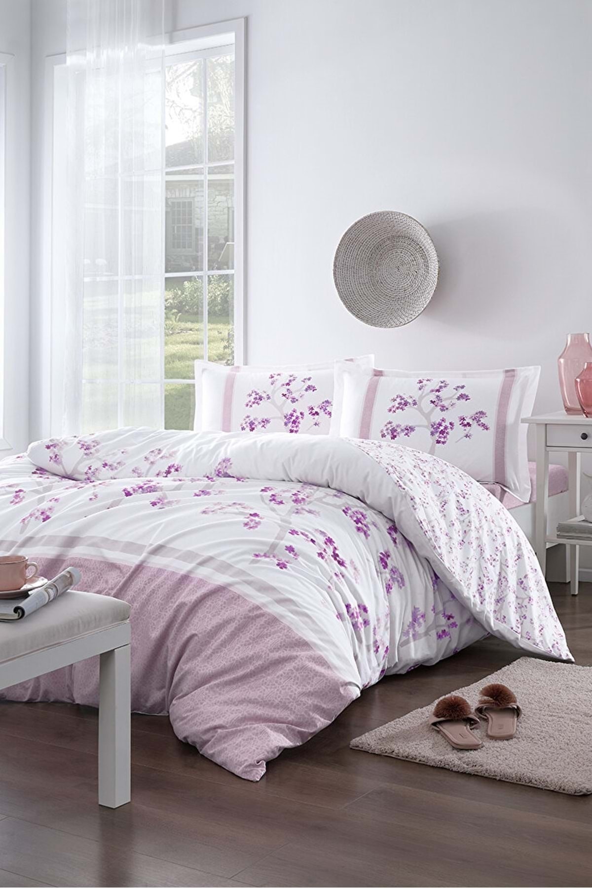 Ranforce Çift Kişilik Nevresim Takımı Florid Pembe