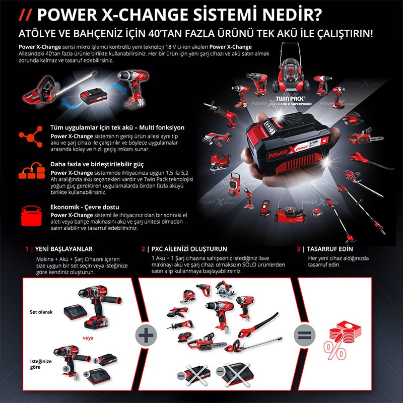EİNHELL TE-TK 18 Li Kit (CD+AG), Akülü Alet Seti