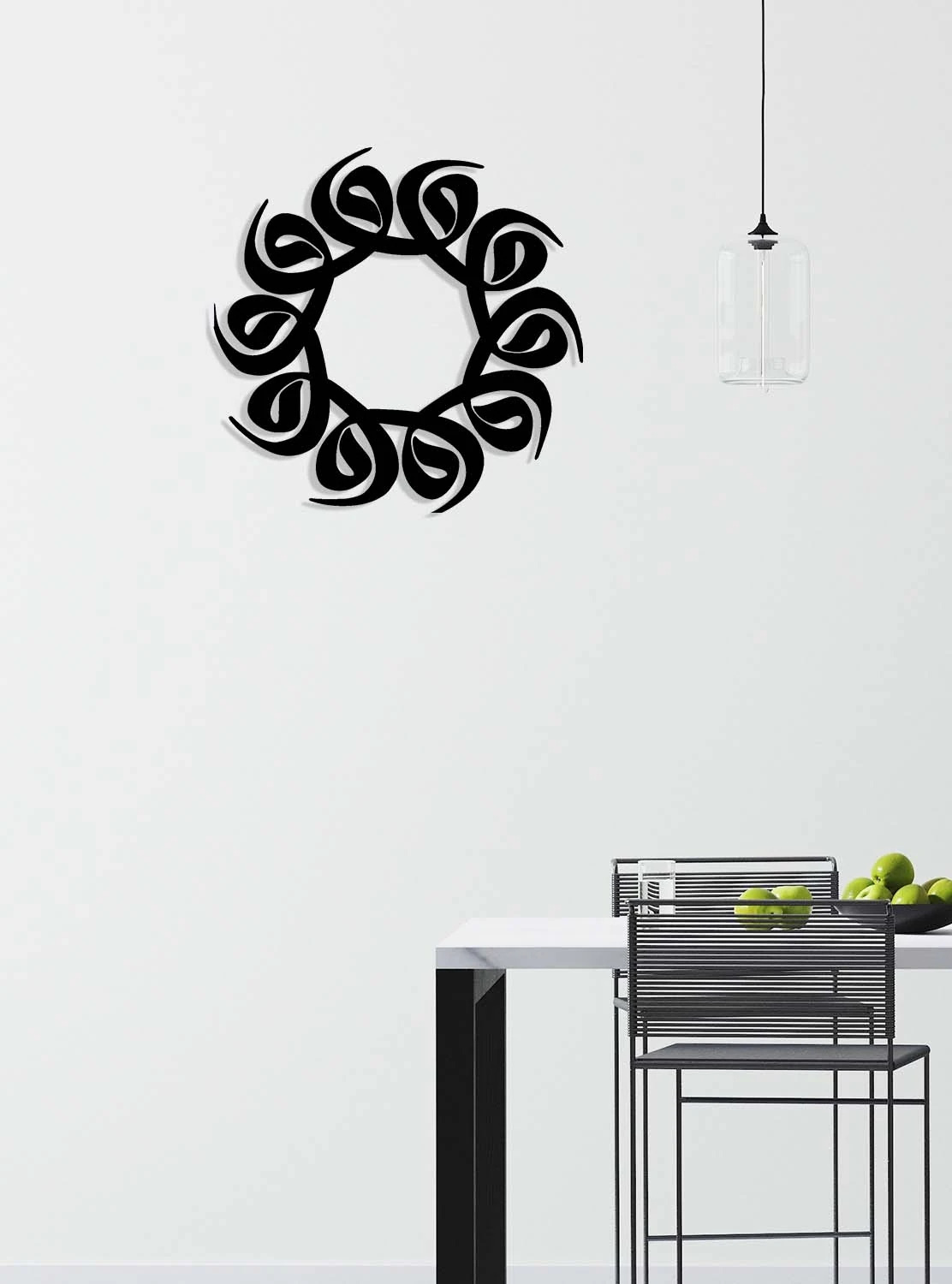 -Vav Harfi Islami Metal Tablo - Islami Ev Dekorasyonu - Dini Duvar Tabloları - 50 X 50 - Cm - Sıyah-Islm-179