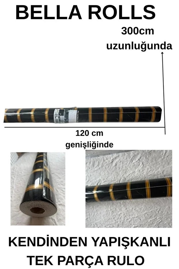 120cmx300cm Tek Parça Yapışkanlı Rulo Gold Çizgili Mermer Desen Duvar Paneli Kağıdı Esenyurt QM0137
