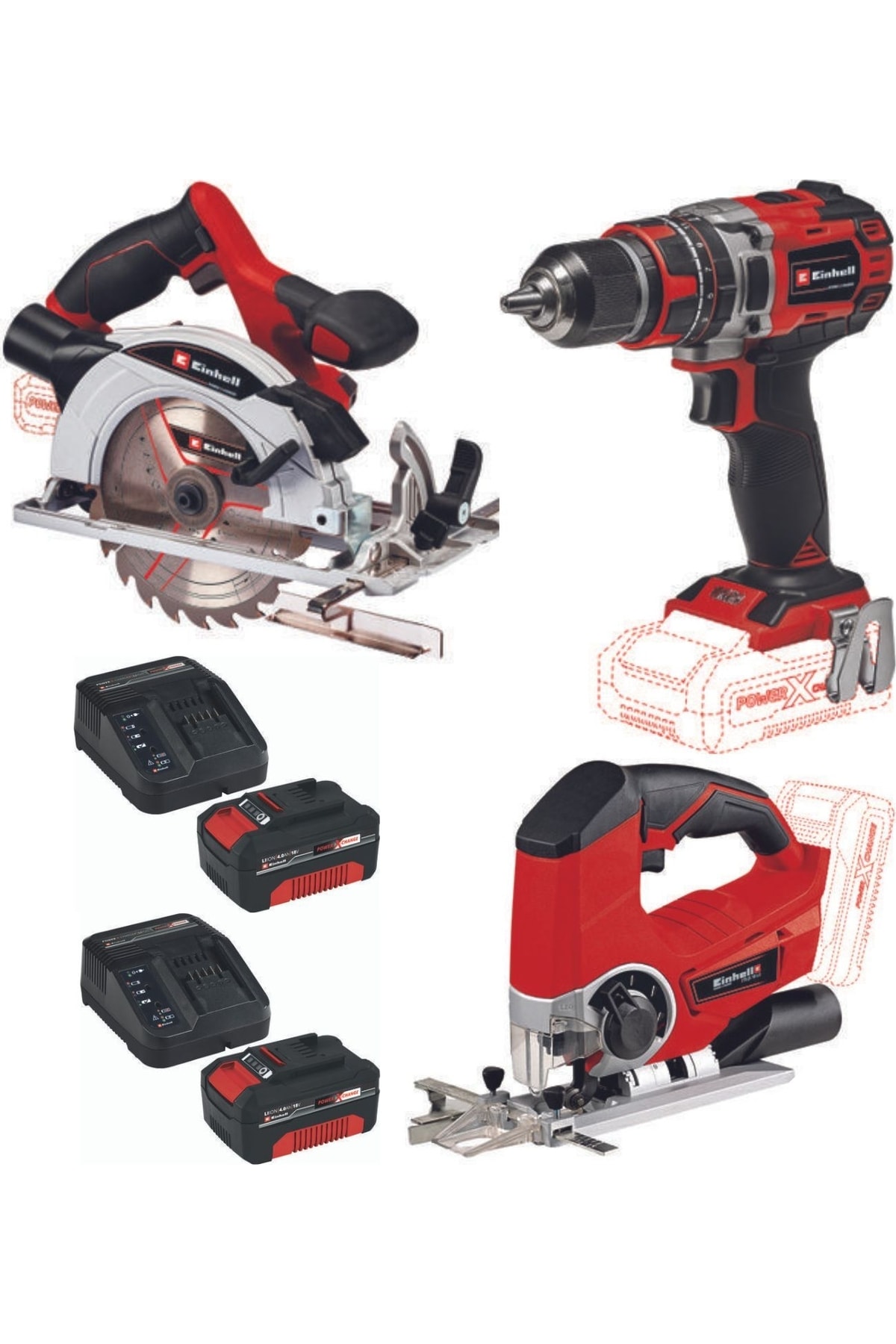 Te-js Dekupaj Te-cd 18/50 Li-i Darbeli Matkap Vidalama Te-cs 18/165/1 Daire Testere 2x4.0ah