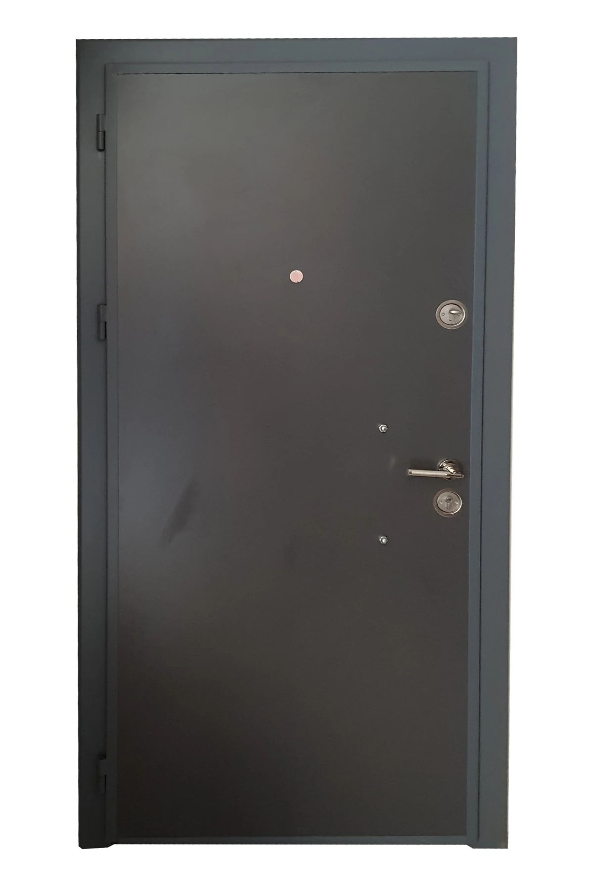 Celik Kapı Tırnaklı Sistem Kale Kilitli Çelik Kapı Siyah Statik Kasalı Antrasit Düz Model Sol Açılım