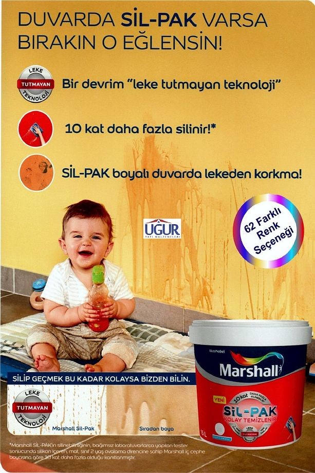 Sil-Pak Iç Cephe Duvar Boyası Leke Tutmayan 10 Kat Daha Fazla Silinebilir Boya