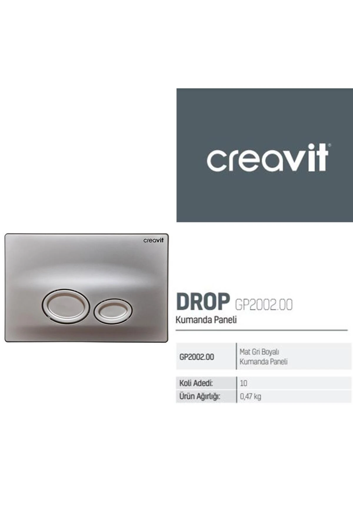 Gömme Rezervuar Asma Klozet İçin+Mat Gri Kumanda Paneli