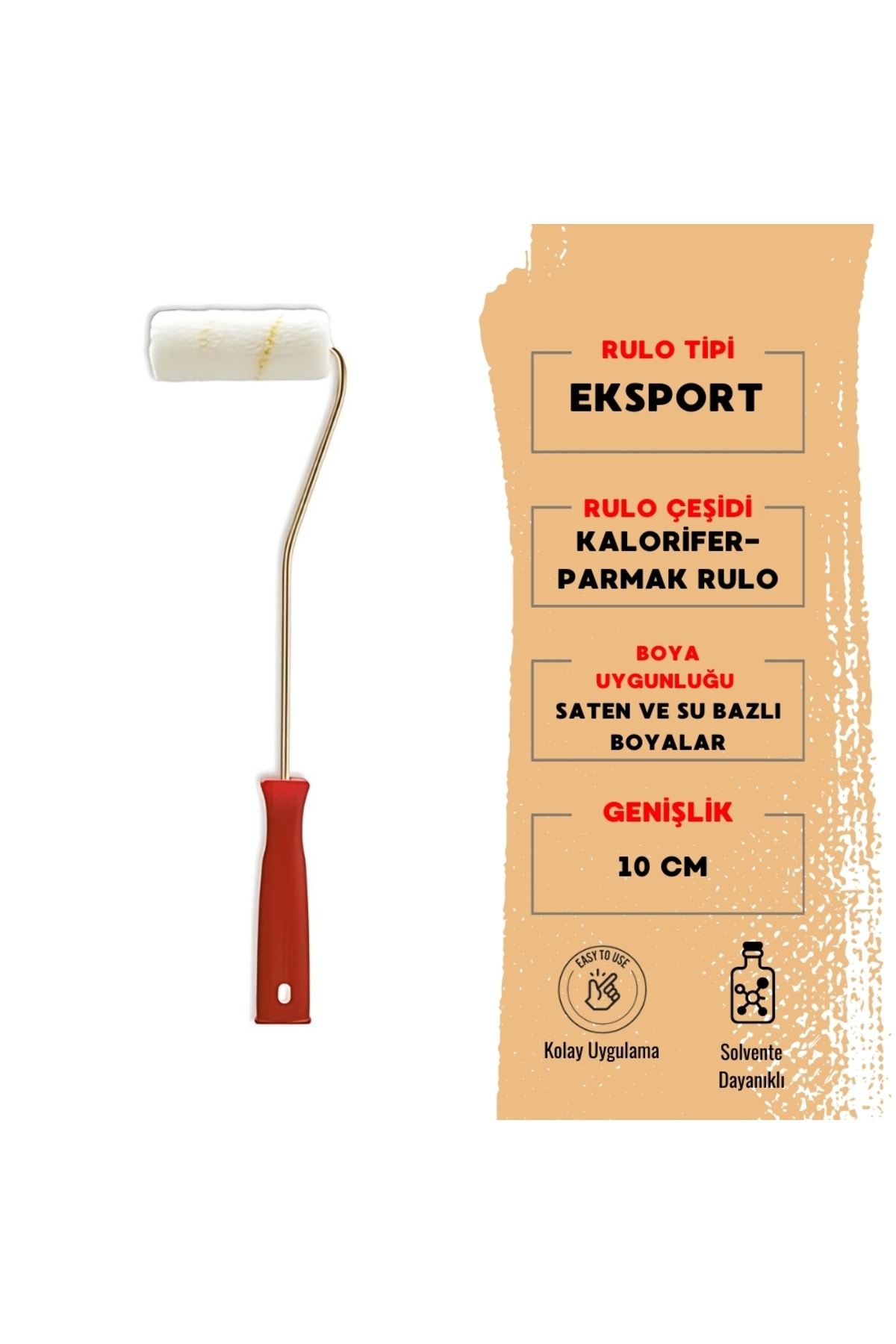 DEKOR | Eksport Parmak - Kalorifer Boya Rulosu, Iç Cephe Için Uyumlu Uzun Boylu Eksport Rulo, 10 Cm