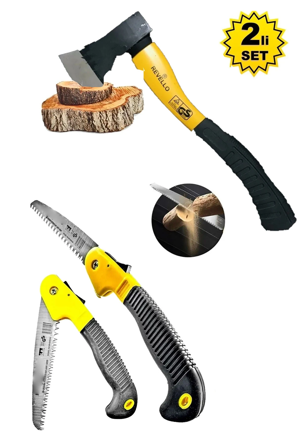 Fiber Saplı Balta Nacak Kamp Odun Kesme Katlanır Budama Testeresi El Testeresi...