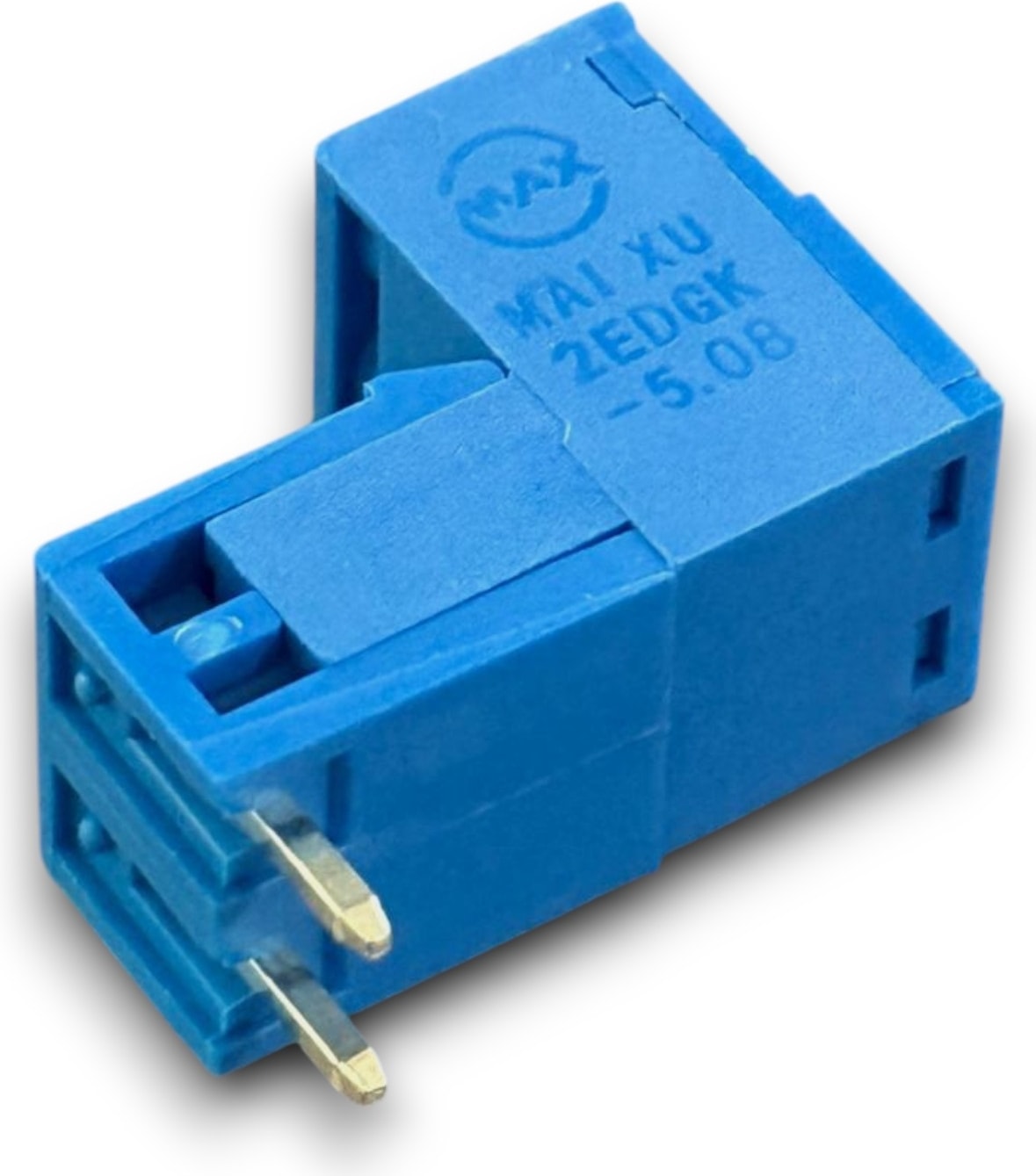 - 10 ADET - 2 PİN 5.08mm 90 Derece Geçmeli Mavi Takım Klemens