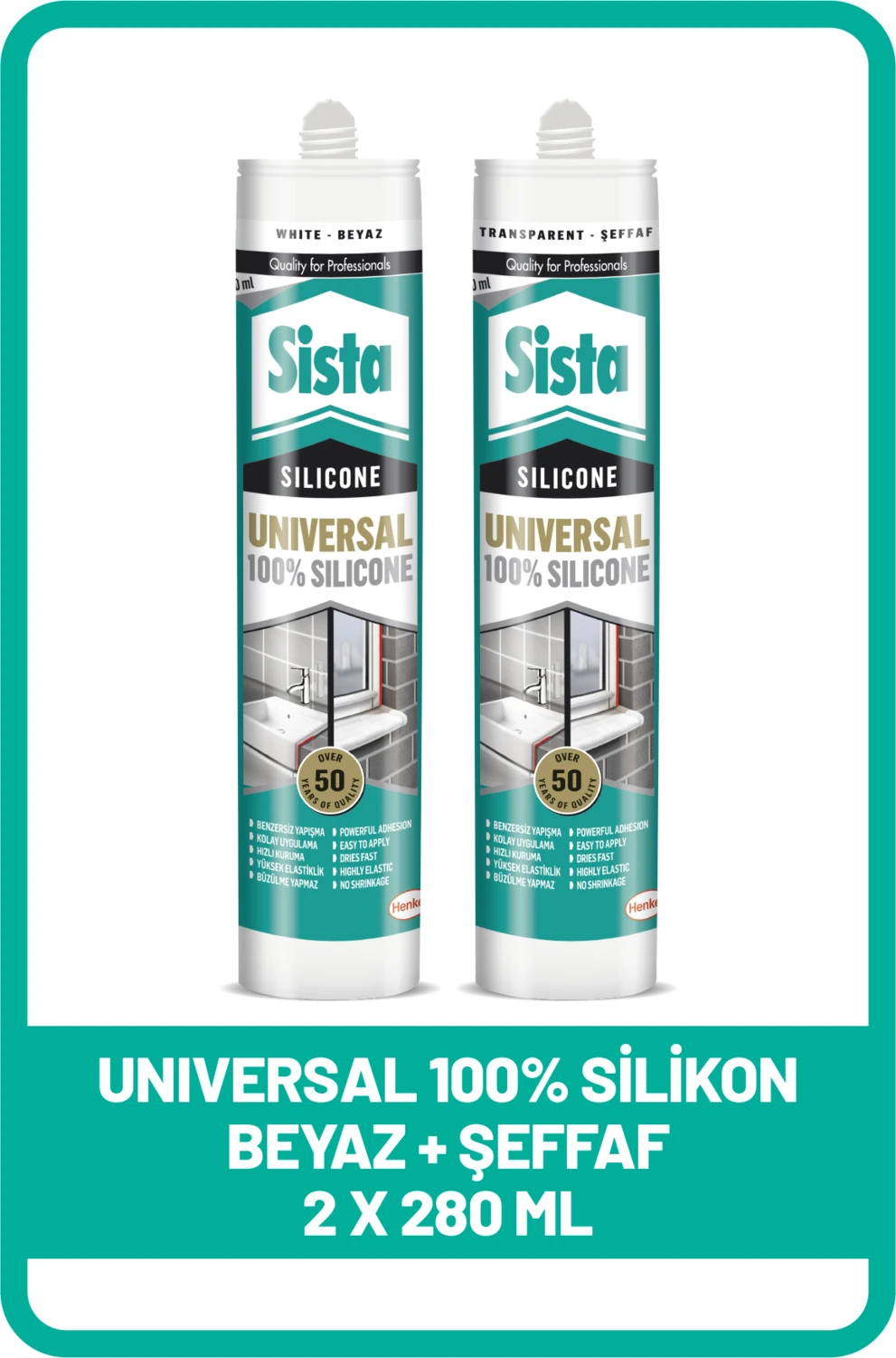 Universal Silikon Beyaz, 280ML + Universal Silikon Şeffaf, 280ML