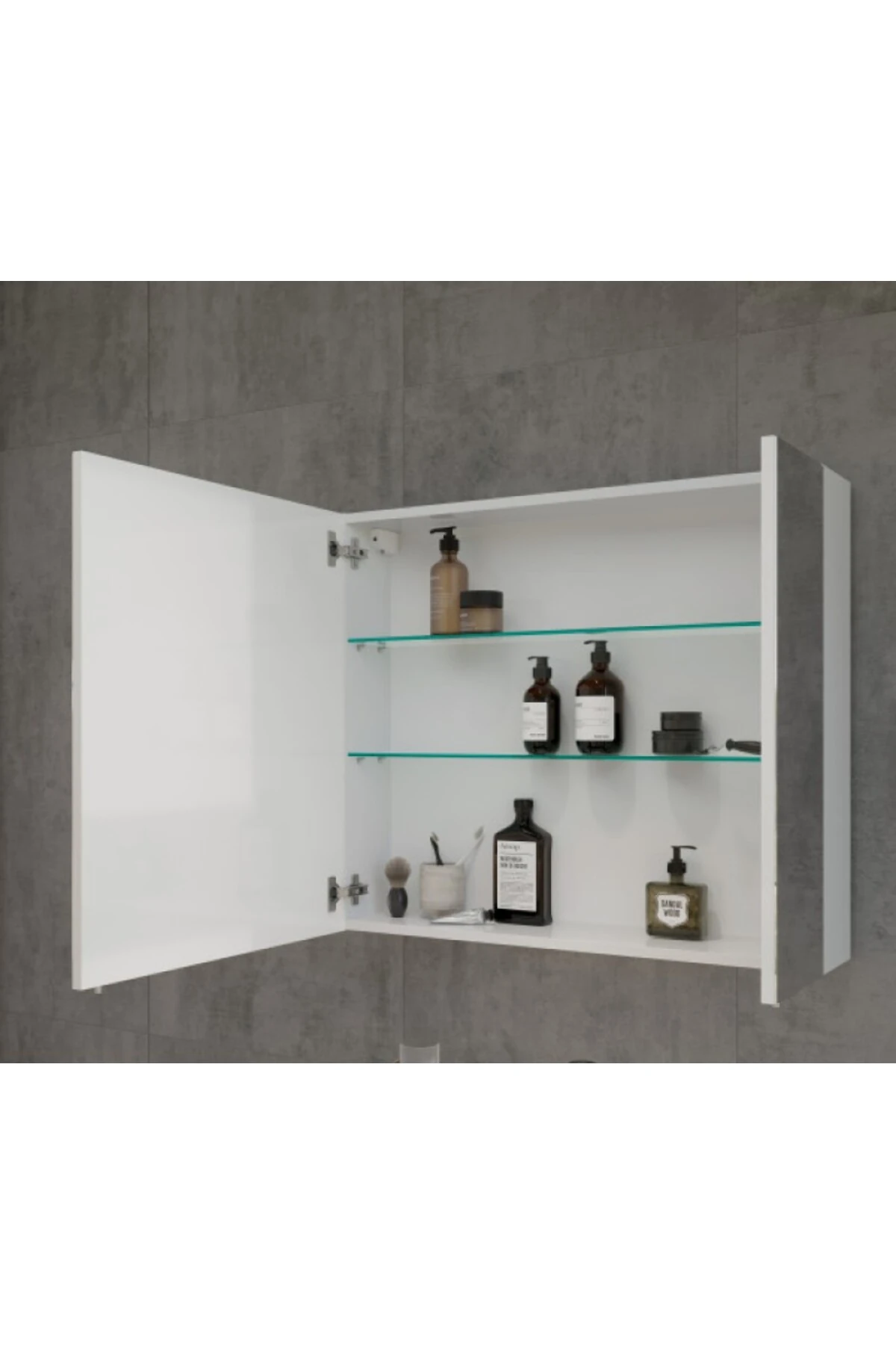 Shift T20 Banyo Dolabı Seti 80 cm – Lavabo, Dolaplı Ayna ve Batarya Dahil – Parlak Beyaz