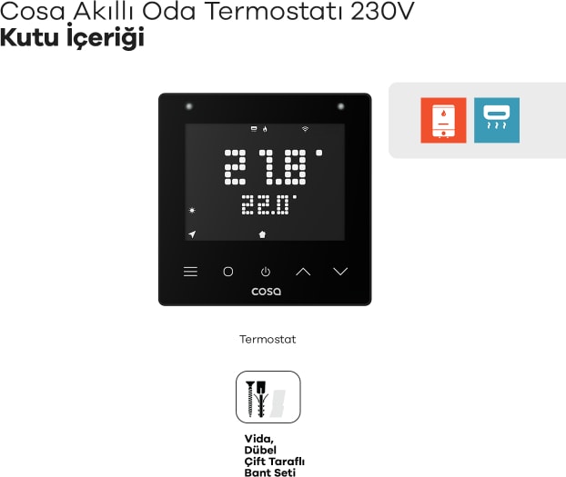 Akıllı Oda Termostatı Kablolu Kombi ve Klima Kontrolü - 230V V5
