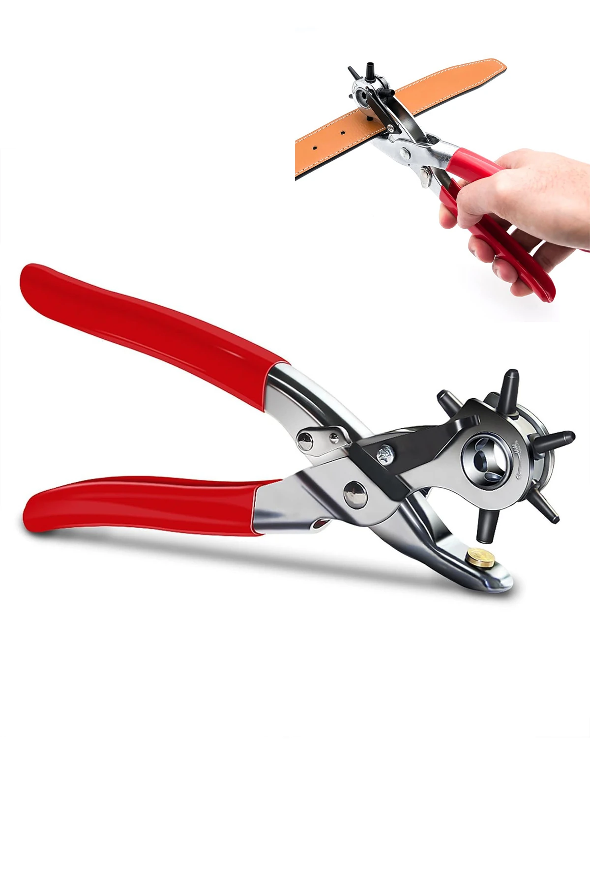 Kemer, Deri, Kanvas İçin 6 Delik Başlıklı Döner Kemer Delik Delme Aleti Delik Açıcı Pense Aparat