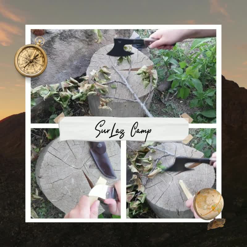 Kamp Baltası Outdoor Bıçak 2 Parça Set Kampçı Bıçak Seti