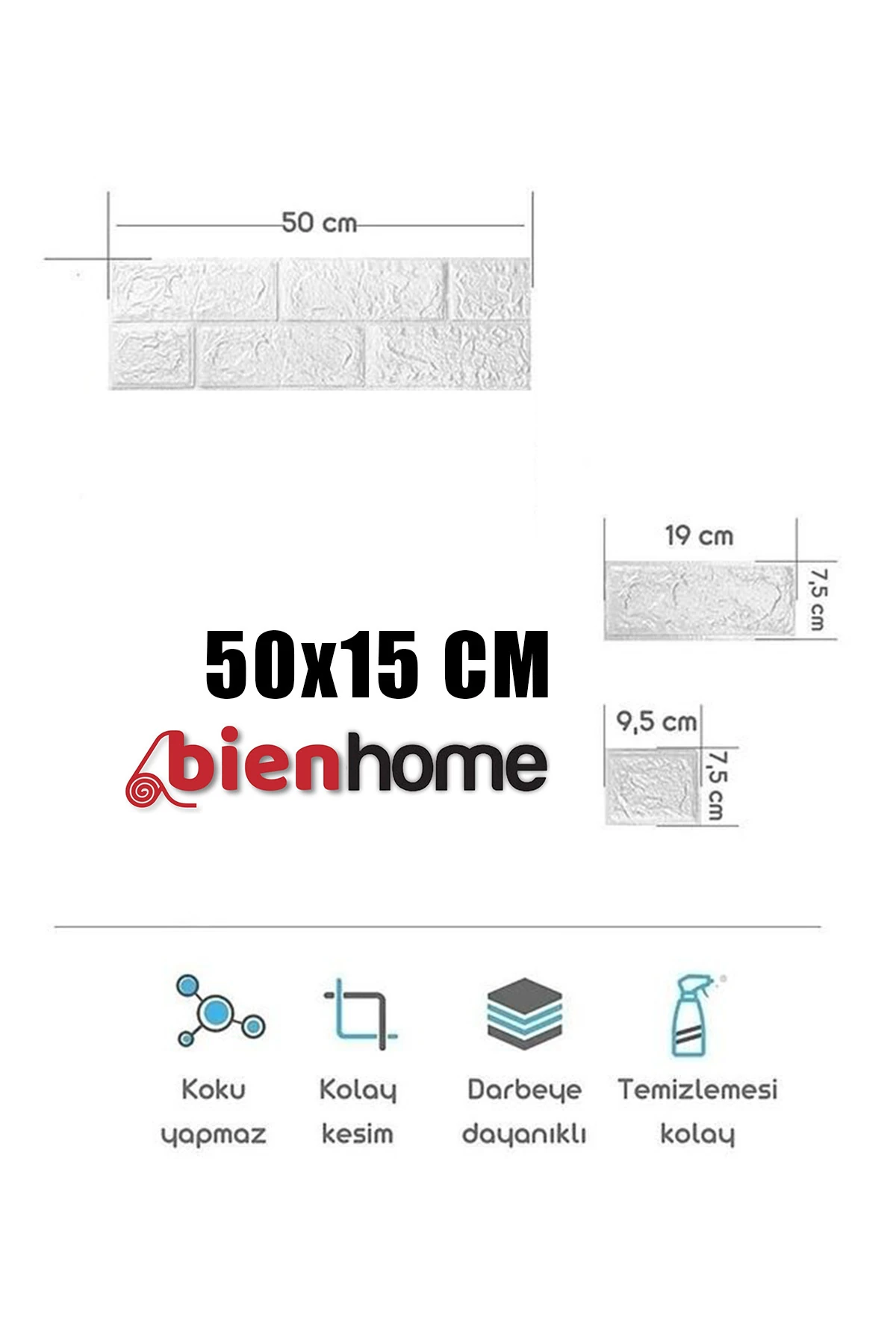 Yeni Kendinden Yapışkanlı Duvar Paneli Esnek Köpük Paneli 3d Boyutlu Tuğla Desen Beyaz 50x15 Cm