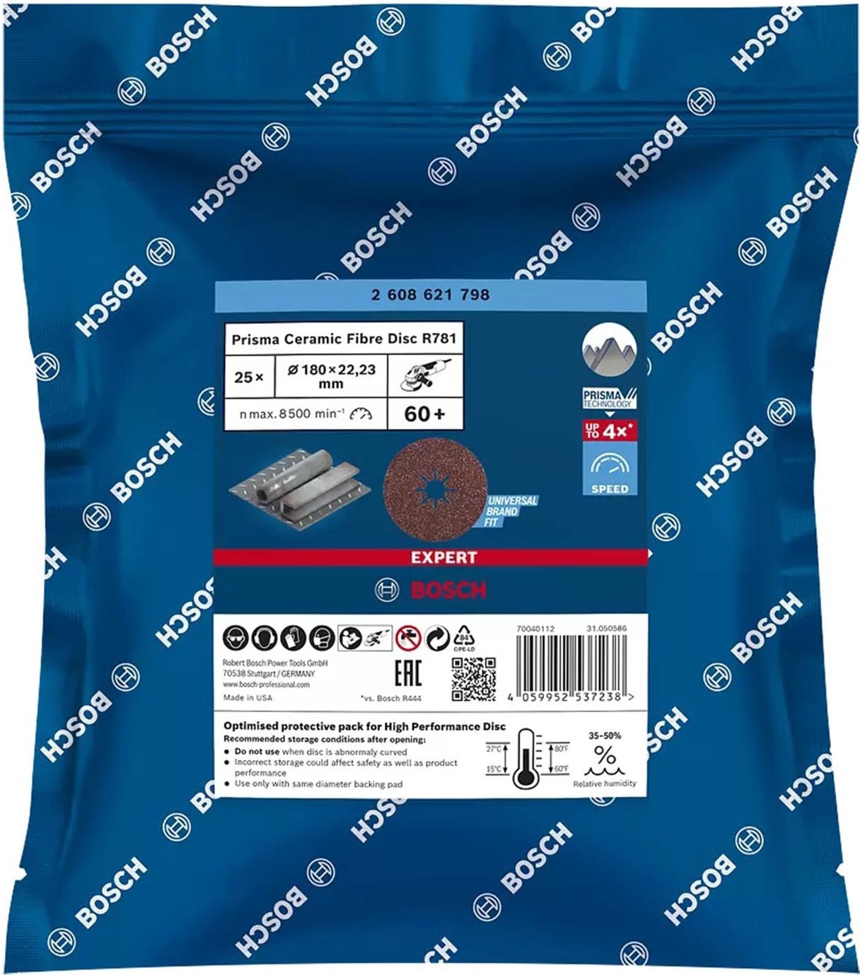 BOSCH R781 Expert 180 mm 60 Kum Metal Disk Zımpara 25'li 2608621798