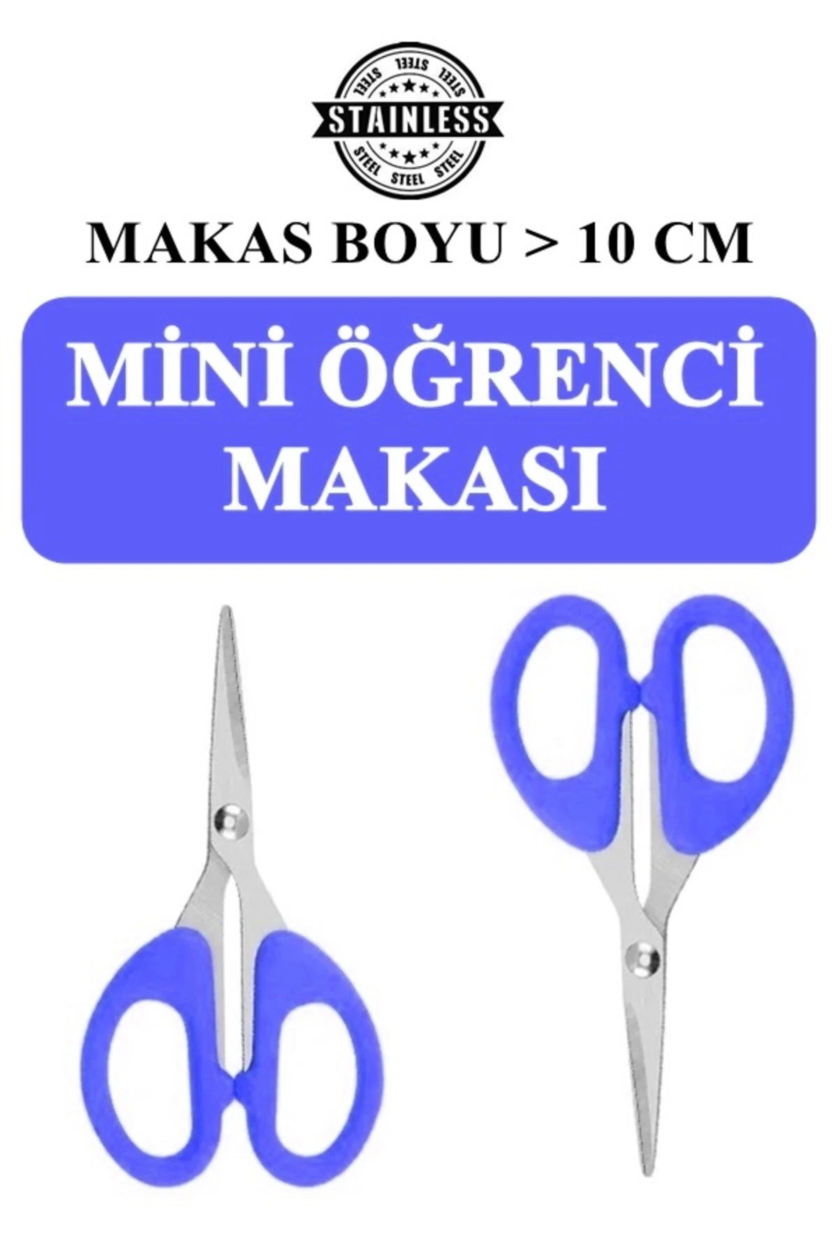 3 Adet Mavi Ofis Kırtasiye Makası Çok Amaçlı Makas 10Cm Mini Makas Kağıt El İşi Makası XS001