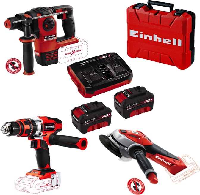 Herocco Akülü Kırıcı Delici+ Te CD18/48 Darbeli Şarjlı Matkap + Te Ag 18/115 Akülü Avuç Taşlama + 2 Adet 18 Volt 3 Ah Akü + 2 Li Şarj Kiti