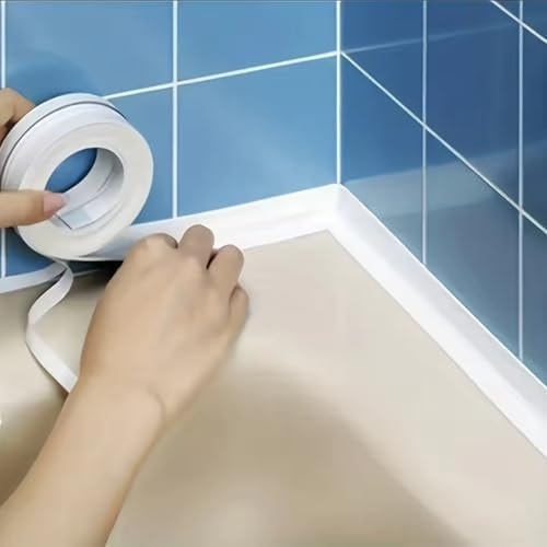 OZKUVVET Sızdırmaz Derz Bandı 3.2 M Banyo Küvet Mutfak Lavabo Beyaz Su Sızdırmaz Bant Su Geçirmez Kenar Bandı Sızdırmazlık Tamiri.