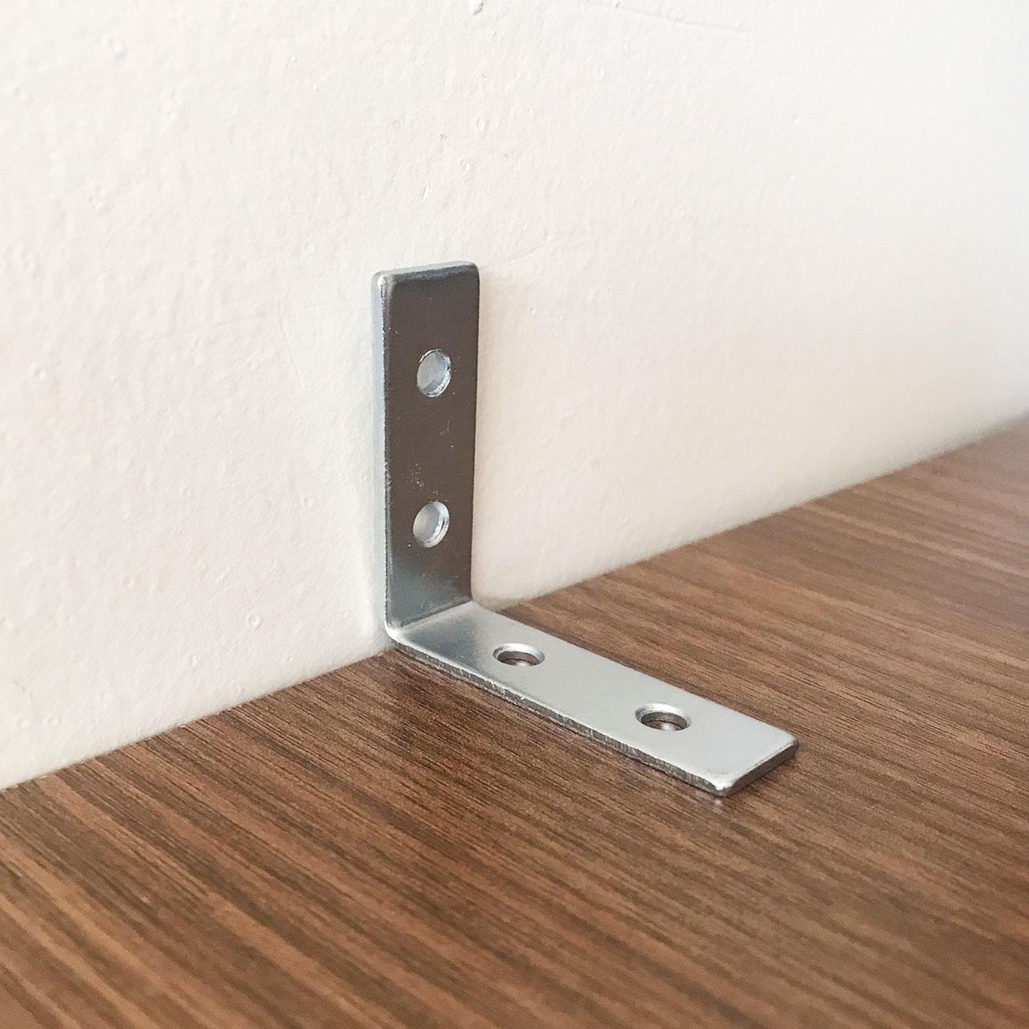 12 Adet Mobilya Eşya Dolap Duvar Sabitleyici Köşe Bağlantı L Demir Gönye Deprem Güvenliği 45 x 45 x 15 mm