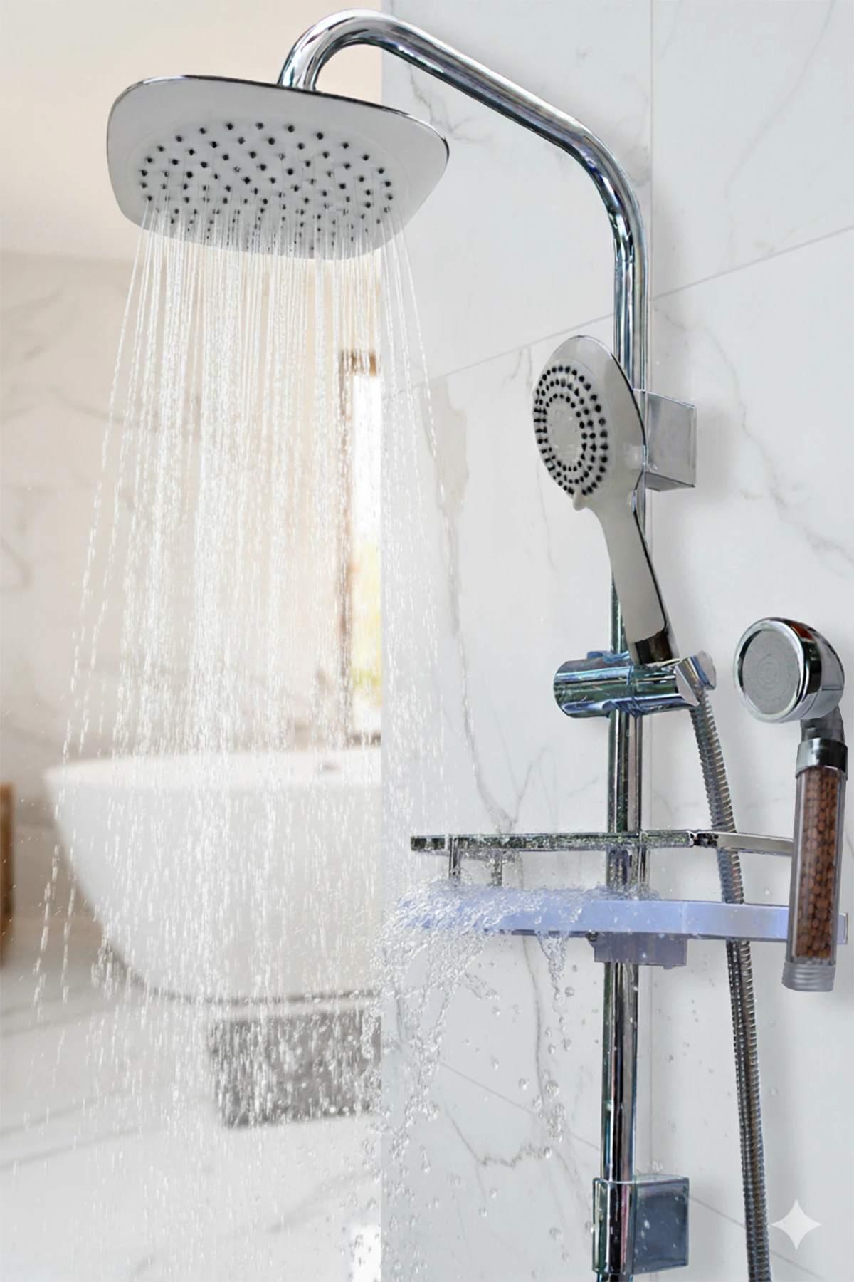 Robot Duş Seti Lüks Banyo Duş Takımları El ve Tepe Duş Başlığı Spiral Hortum Çeşitleri