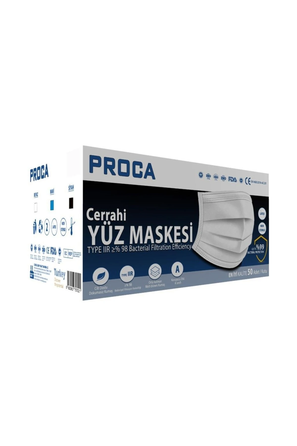 Tek Kullanımlık 3 Katlı Telli Cerrahi Maske 50'li Paket