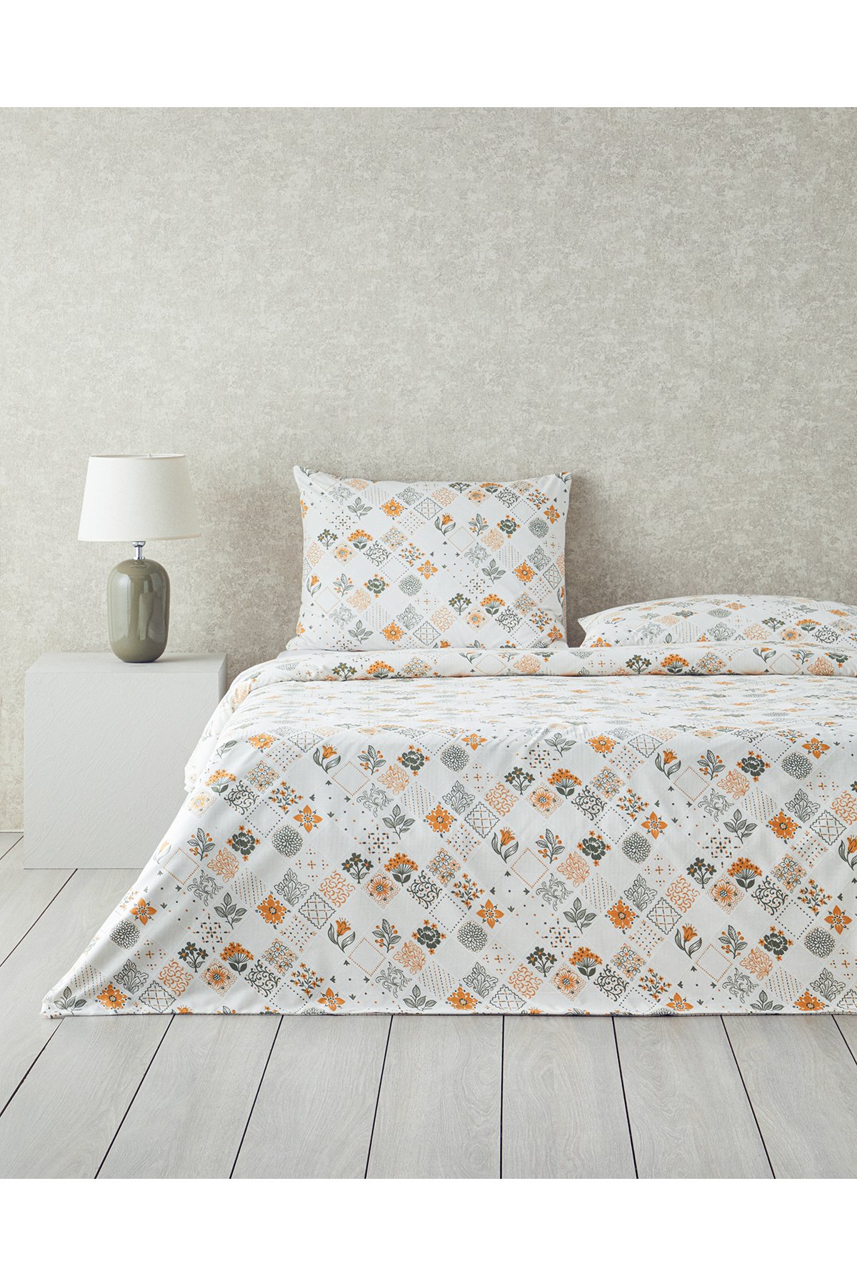 Vintage Argyle Pamuklu King Size Nevresim Seti Yeşil-sarı 240x220