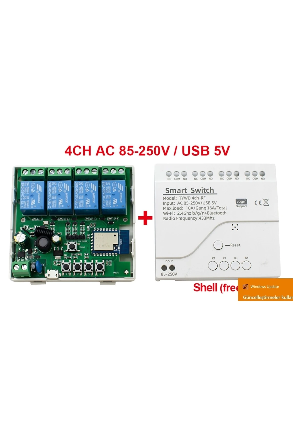 Wifi Kablosuz Anahtarı Akıllı Modül 4ch Dc5v 12v 32v 24v 110v 220v İle Çalışır