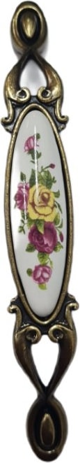 Miray 128 mm Metal Antik Sarı - Porselen Desenli - 5 Adet