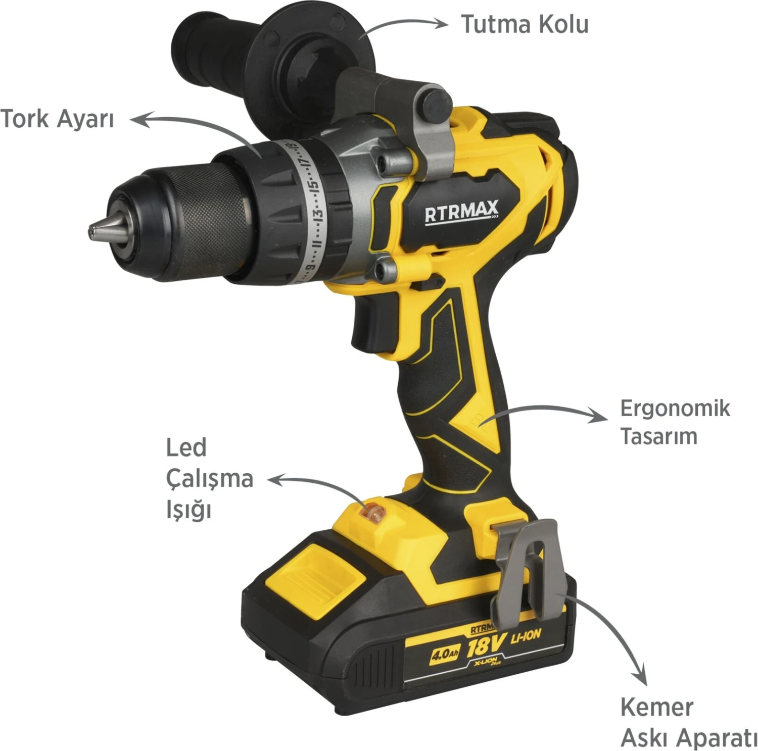 RTX3010 Şarjlı Darbeli Matkap Kömürsüz 70 Nm 2x4 Ah Plus Çift Akü X-Lion - Akü Dahil