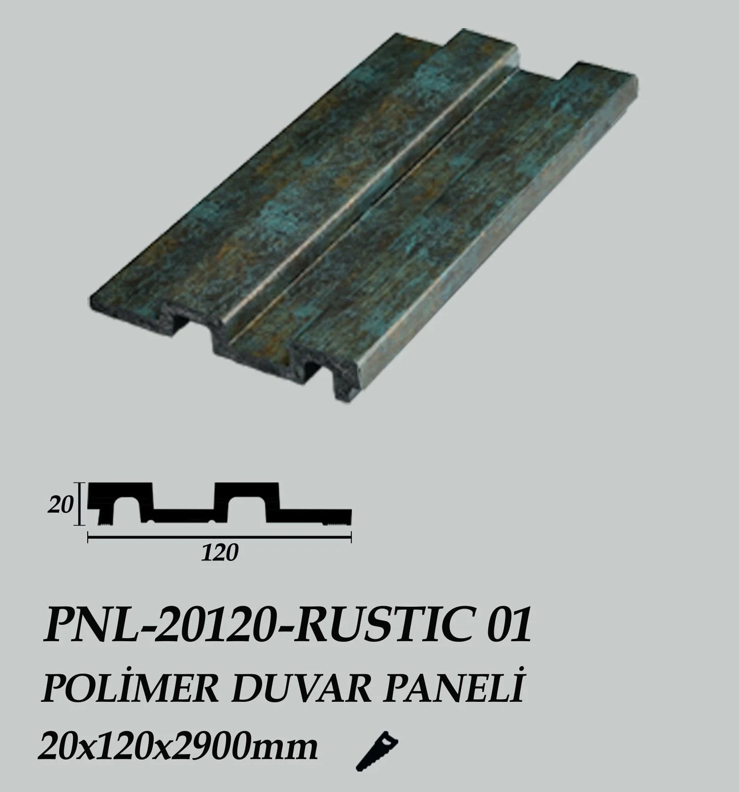 RUSTIC 01 Polimer Duvar Paneli 20X120X2900mm