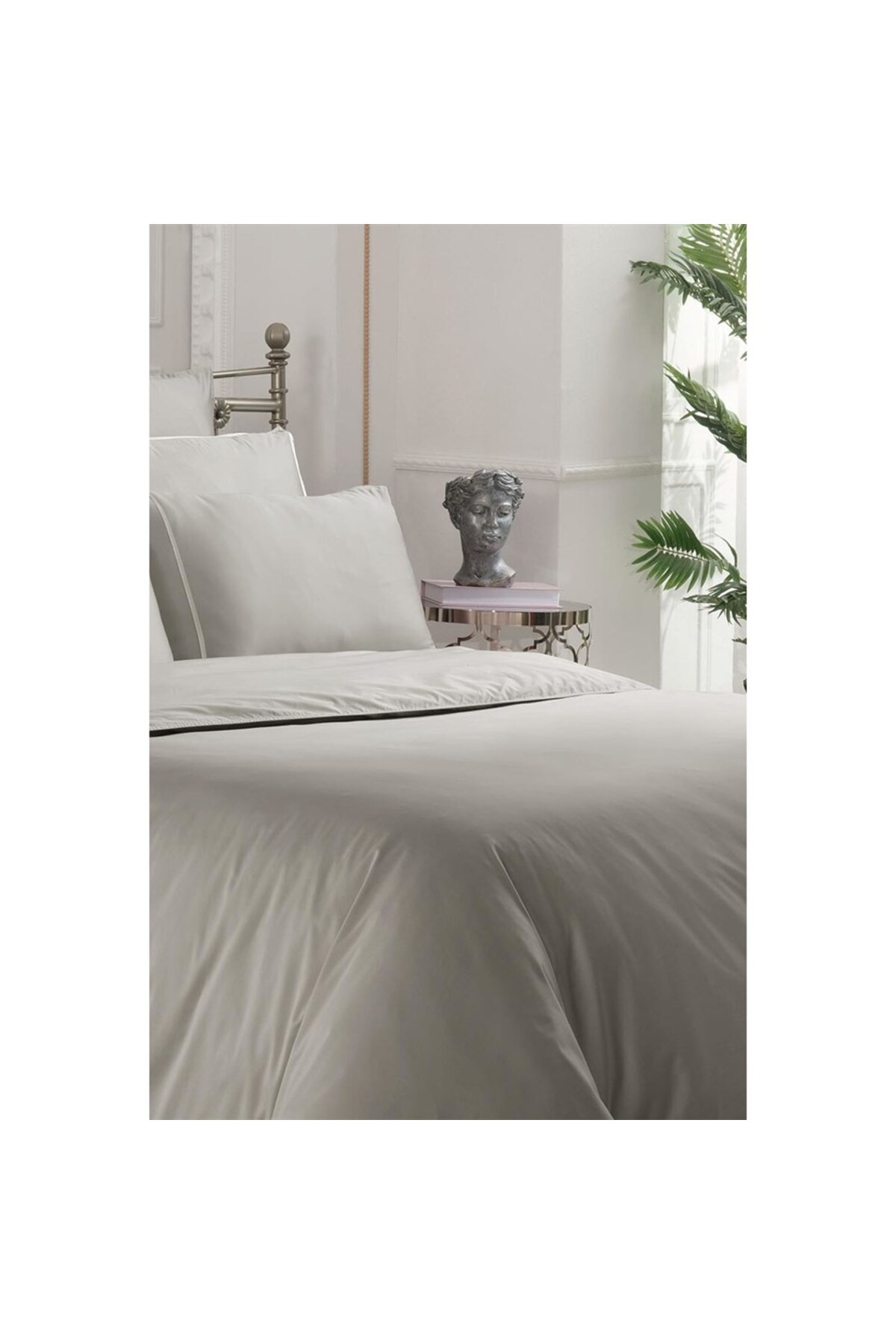 Solid Sartoria Saten Nevresim Takımı Çift Kişilik V7