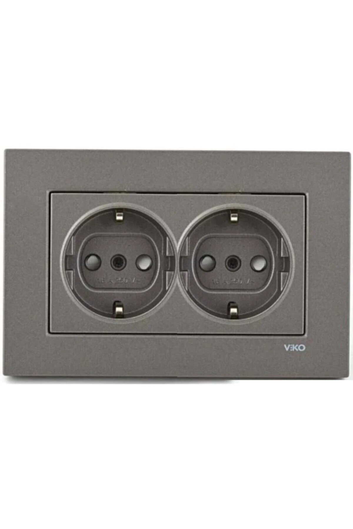 Antrasit İkili Topraklı Priz Çerçeveli