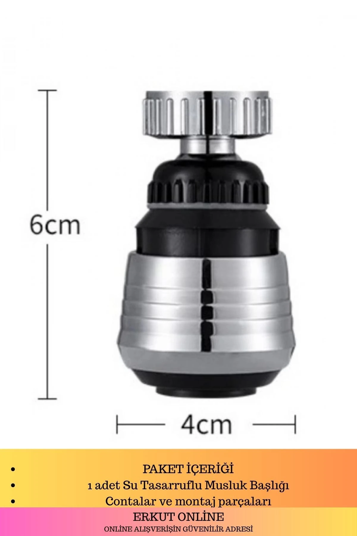 Paslanmaz Mutfak Banyo Lavabo Dayanıklı 360° Dönebilen Su Tasarruflu 2 Modlu Kısa Musluk Başlığı