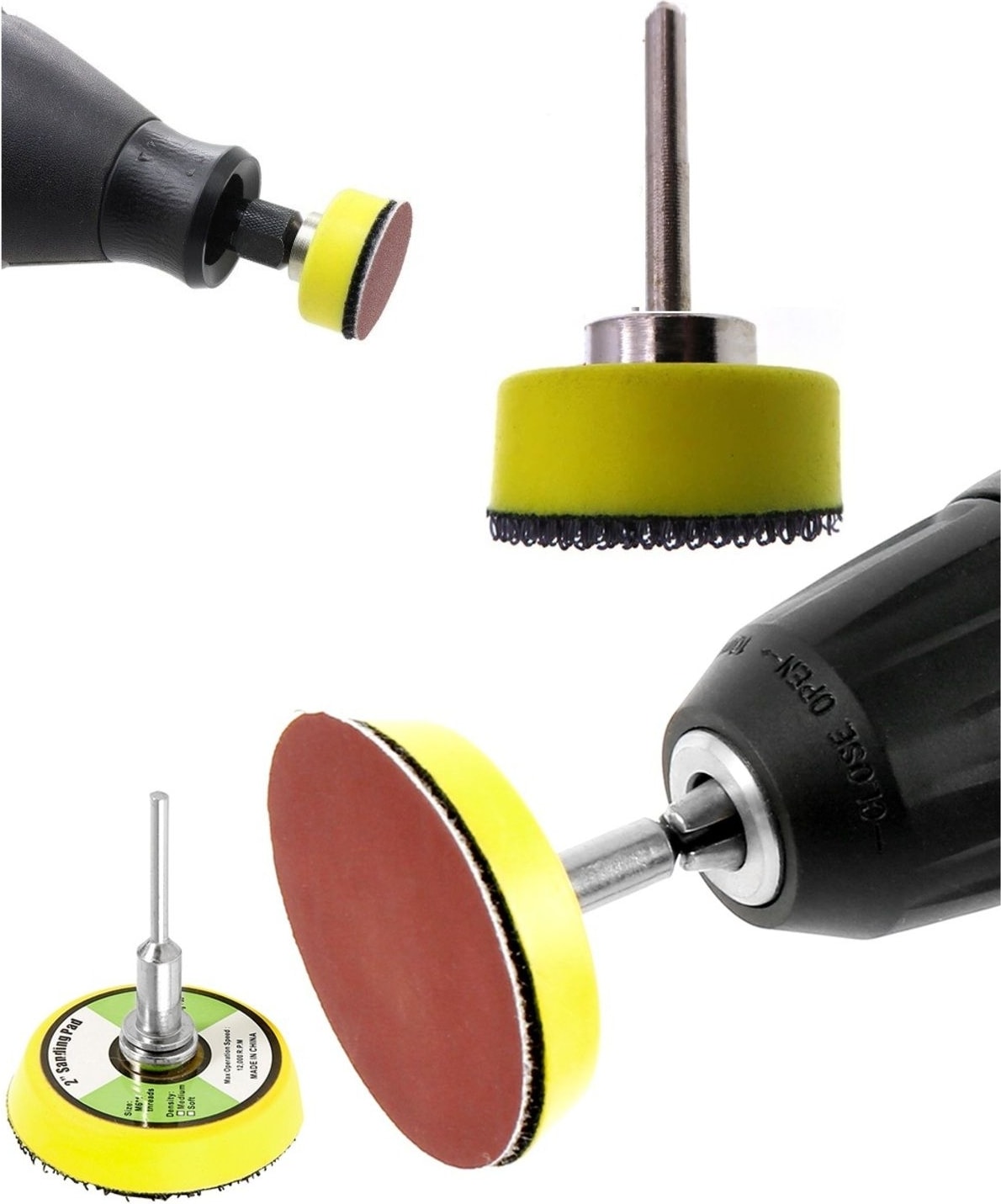 Dremel Tarzı Mini Kalıpcı Vız Vız Için 5cm ve 2.5cm Cırtlı Zımpara Pedi Zımpara Tabanı Seti 4 Parça