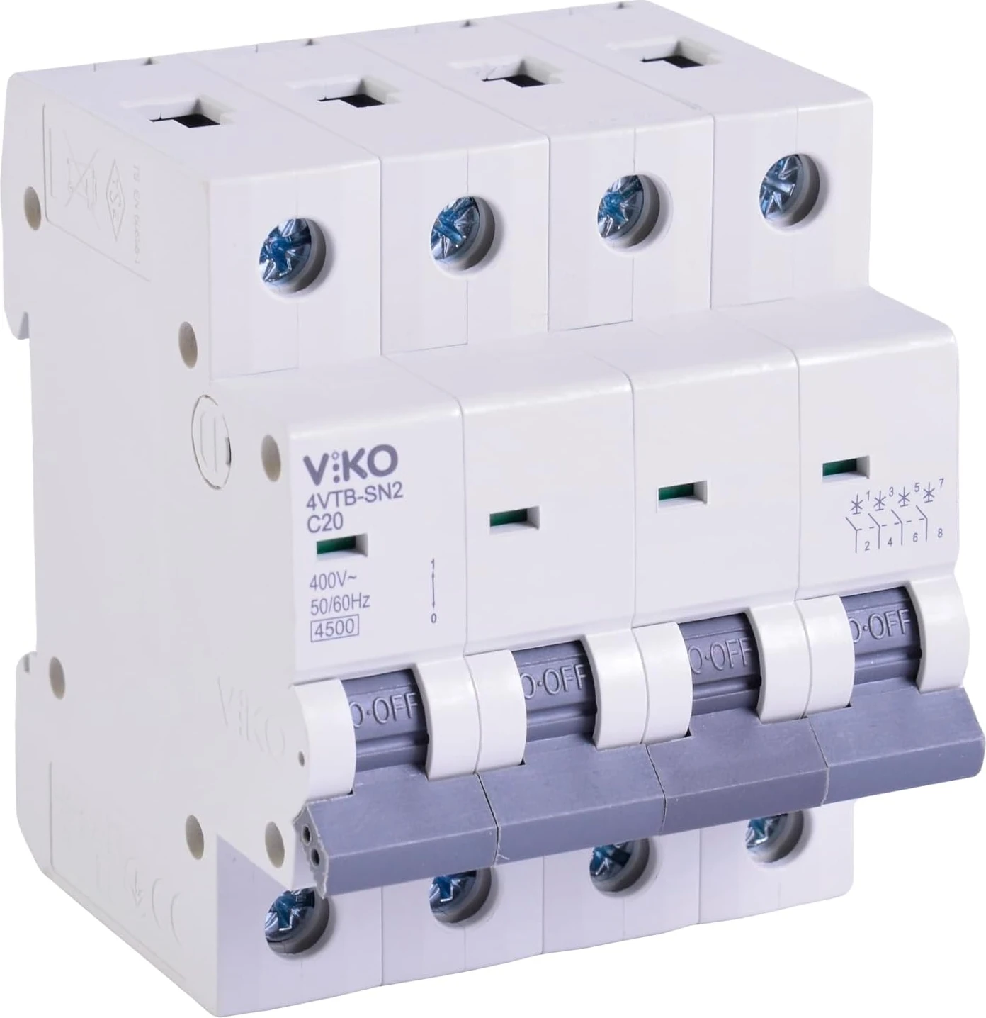 4VTB-4C20 Otomatik Sigorta 4,5ka C Tipi 4 Kutup 20A