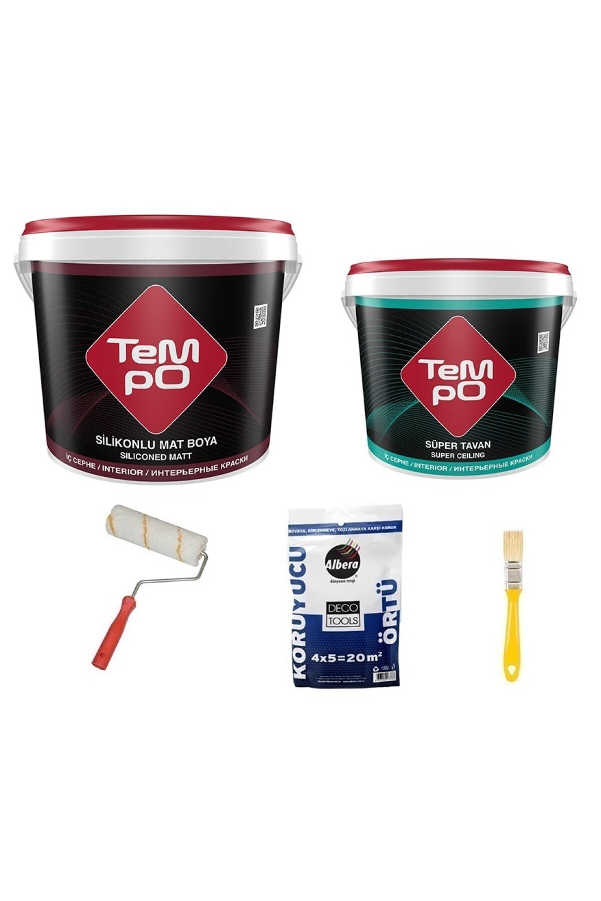 Silikonlu Mat Iç Cephe Duvar Boyası 20 Kg + Tavan Boyası 10 Kg + Set Renk:aytaşı