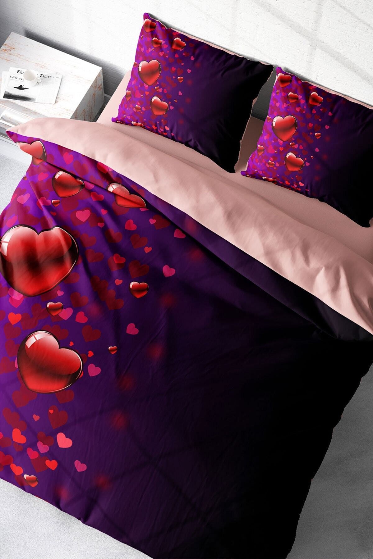 Kıng Sıze Sevgililer Günü V 3d Çift Kişilik Nevresim Takımı 220x240cm