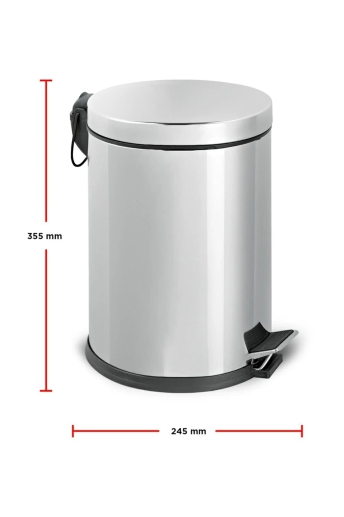 Paslanmaz Çelik Pedallı 12 Litre Çöp Kovası 12 Lt Ev Ofis Banyo Mutfak